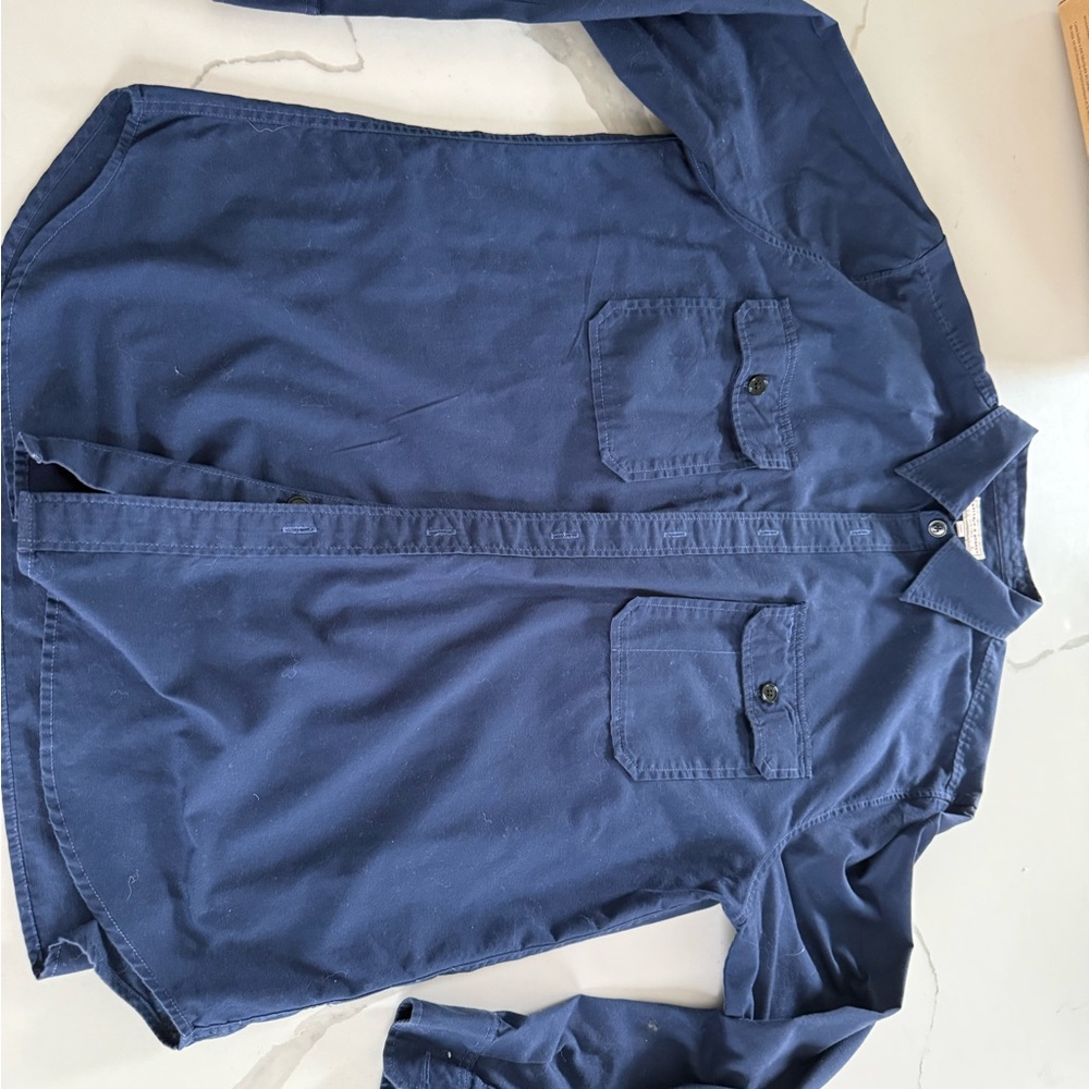 Navy Blue Button-Up Shirt Barnes and Wallace